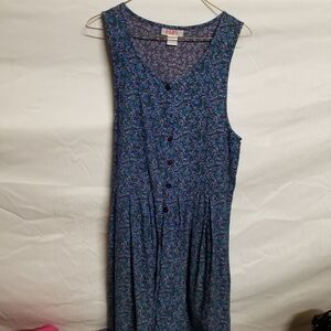 Lanz Blue Floral Button-Down Midi Dress